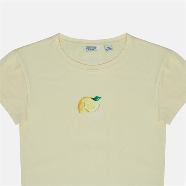 Lemon - Jack Wills - Women's Graphic Cotton Short Sleeve Crew Neck Print Crop Top