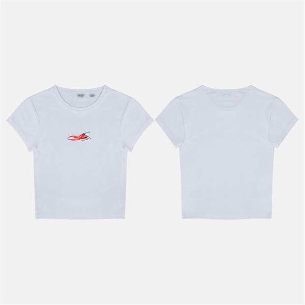 Chili Pepper - Jack Wills - Women's Graphic Cotton Short Sleeve Crew Neck Print Crop Top