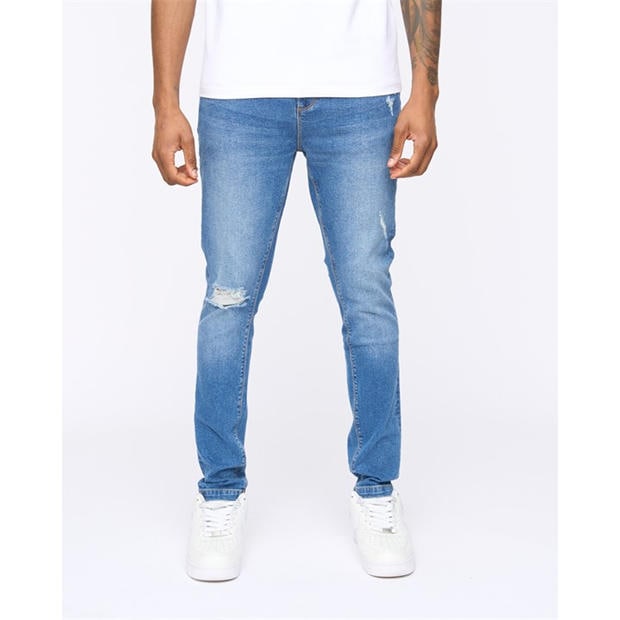 Heavy Wash Blue - SikSilk - Men's Skinny Jeans