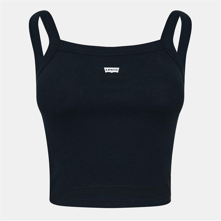 Levis Women's Black Ribbed Tank Vest in Size 12, Sports Direct