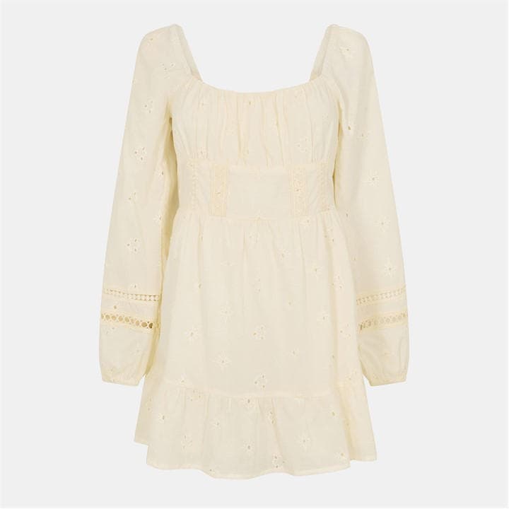 Jack Wills Women's White Long Sleeve Boho Dress in Size 8, Sports Direct