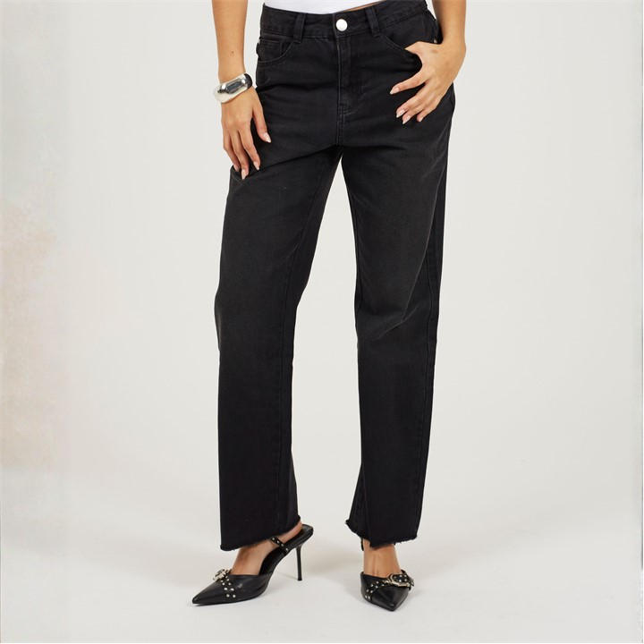 Brave Soul Women's Black Straight Leg Denim Jeans