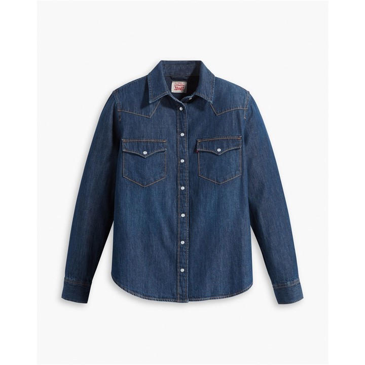 Levis Women's Ultimate Western Cotton Long-Sleeve Denim Shirt - Smokin Hot - 10 (S) - Image 2