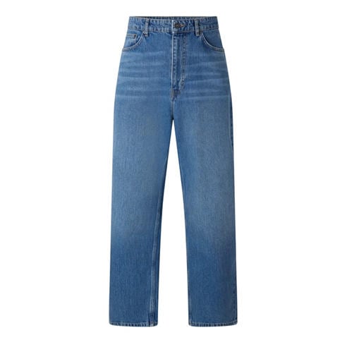 L AB Off White - Men's Diag Print Cotton Straight Leg Jeans