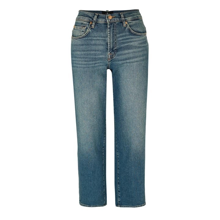 7 For All Mankind Women's Blue Straight Leg Jeans in Size L, Sports Direct