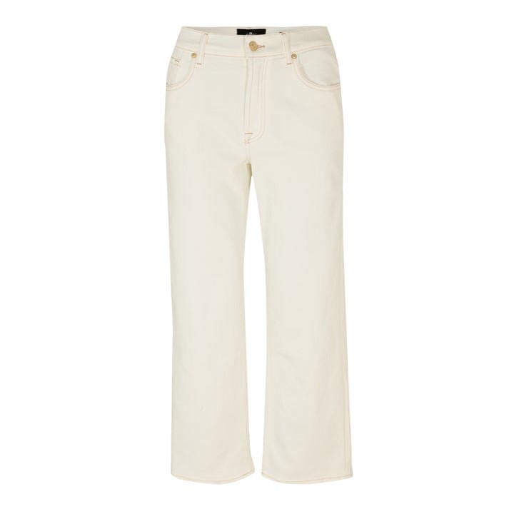 7 For All Mankind Women's White Straight Leg Jeans in Size L, Sports Direct