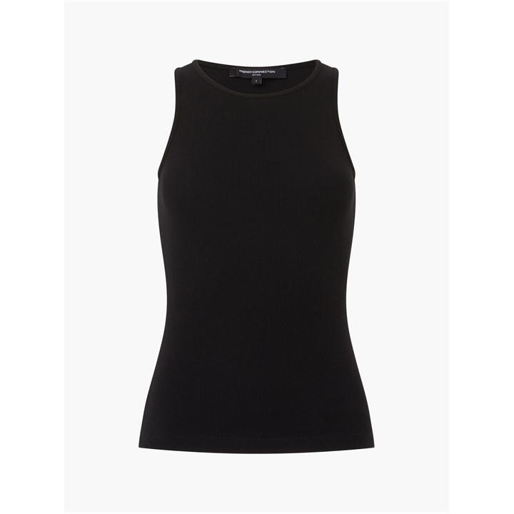 French Connection Women's Black Rassia Rib Tank Vest in Size 16, Sports Direct