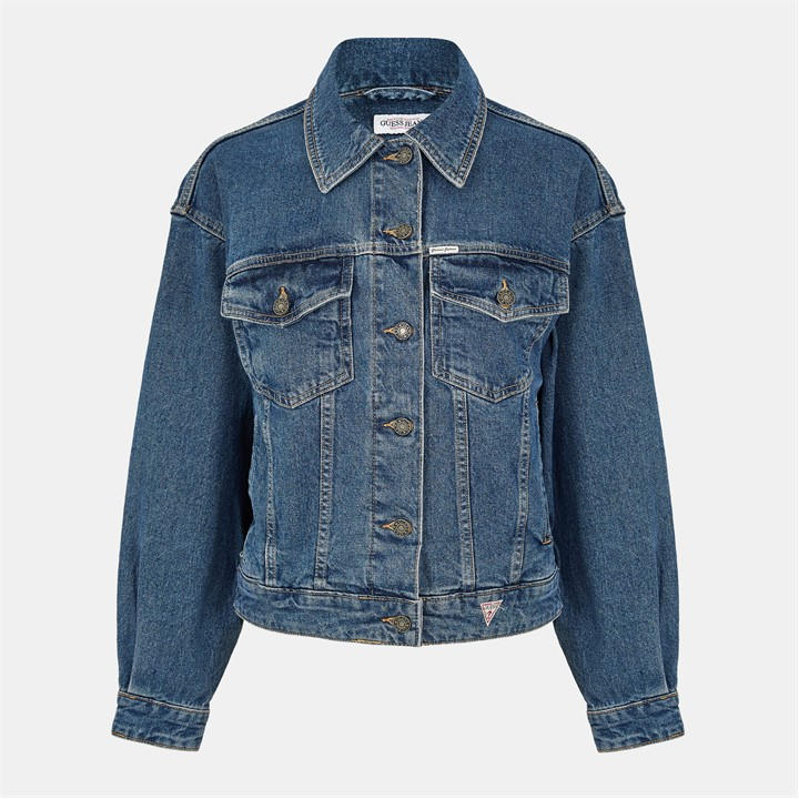 Guess Women's Blue Oversize Denim Jacket in Size 14, Sports Direct