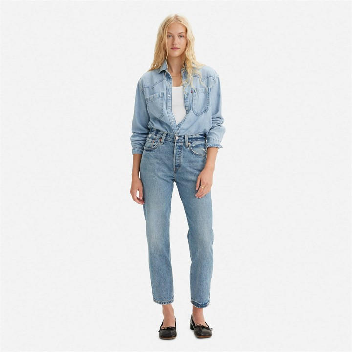 Levis Women's Blue 501 Cropped Jeans
