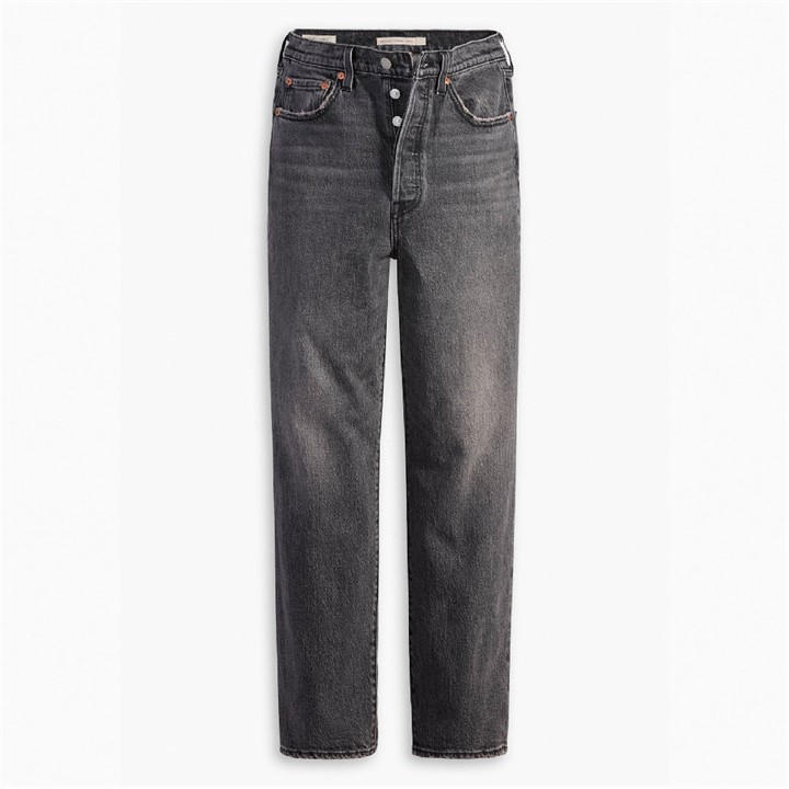 Levis Women's Black Ribcage Ankle Straight Leg Jeans in Size 25 L31, Sports Direct