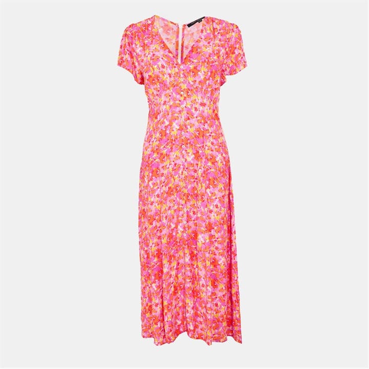 French Connection Women's Orange Delph Tea Dress in Size 8, Sports Direct