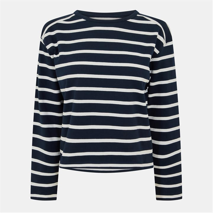 French Connection Women's White Rallie Stripe Long-Sleeve T-Shirt in Size 12, Sports Direct
