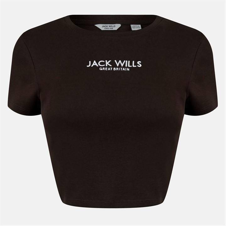 Jack Wills Women's Blue Cropped Baby T-Shirt in Size 14, Sports Direct