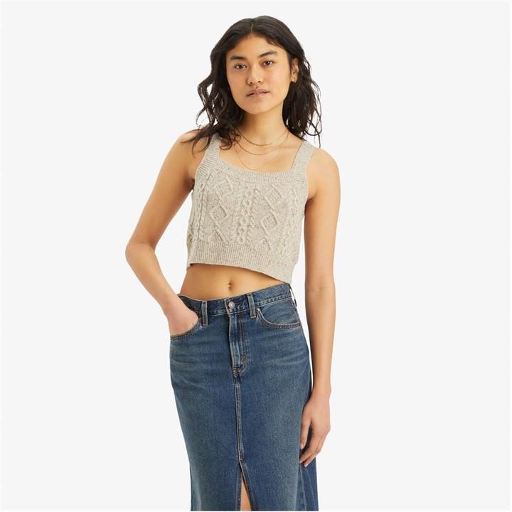 Levis Women's Beige Primrose Cable Oatmeal Vest in Size 12, Sports Direct