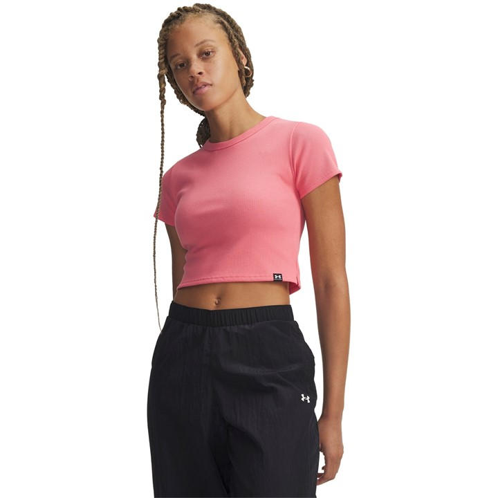 Under Armour Women's Pink Rival Rib Crop Top in Size 12, Sports Direct
