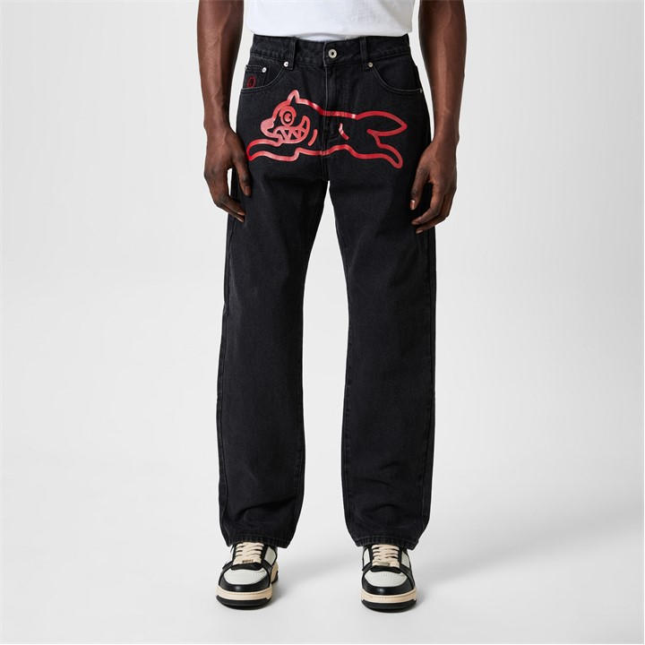 Icecream Men's Black Running Dog Straight Leg Jeans in Size XL, Sports Direct