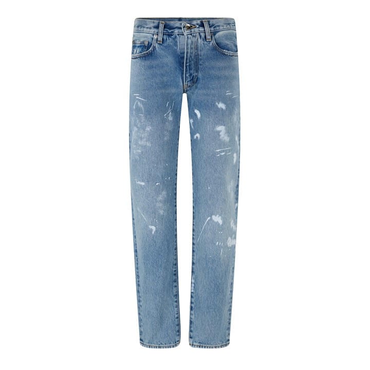Off White Men's Blue Diagonal Slim Jeans Size 34 R