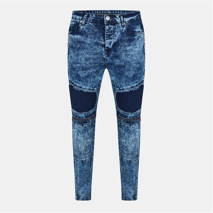 Brave Soul Men's Blue Wash Biker Jean Size 32 R