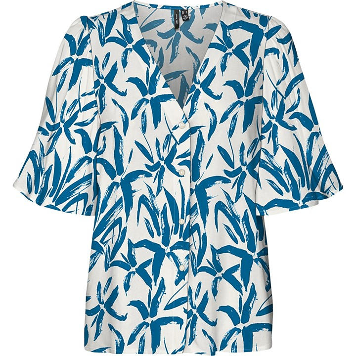 Vero Moda Women's Cream Short Sleeve Blouse in Size 8, Sports Direct