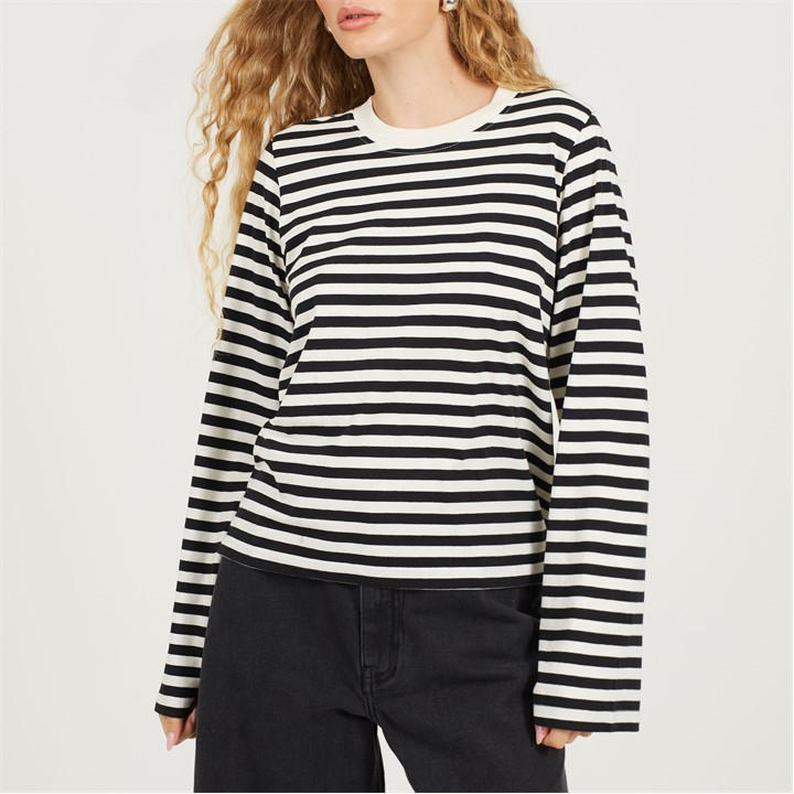 Brave Soul Women's Cream Bs Crew Neck Long Sleeve Striped Top in Size 12, Sports Direct