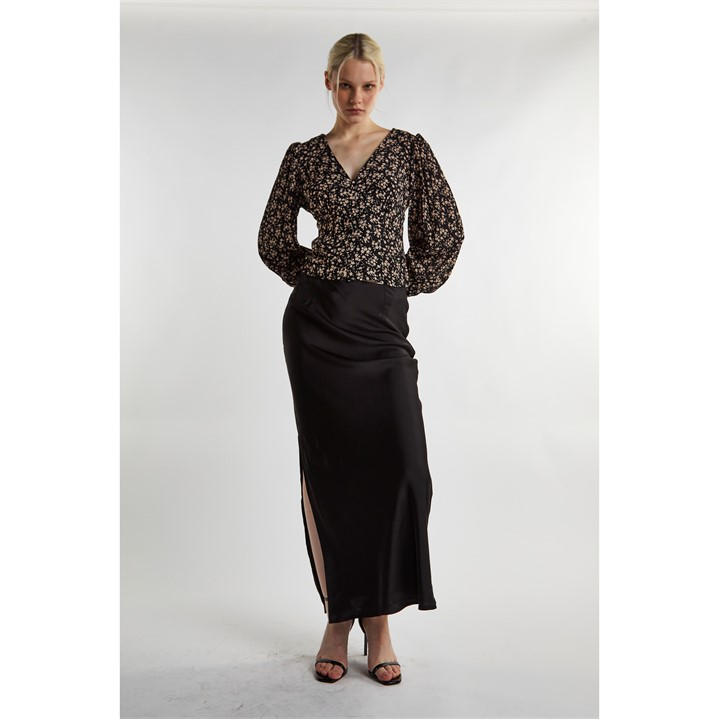 Glamorous Women's Black Ditsy Print Button Front Top in Size 12, Sports Direct