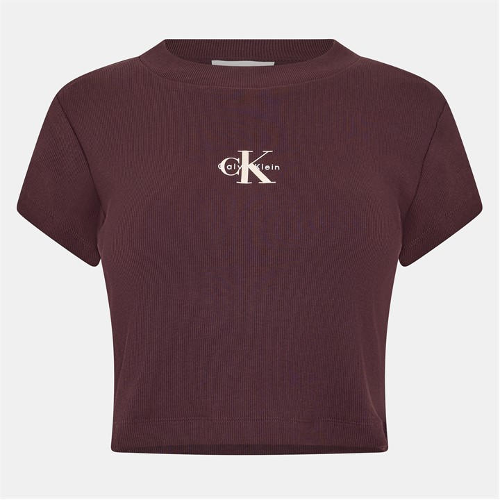 Calvin Klein Jeans Women's Brown Ckj Mono Baby T Crop Top in Size 14, Sports Direct