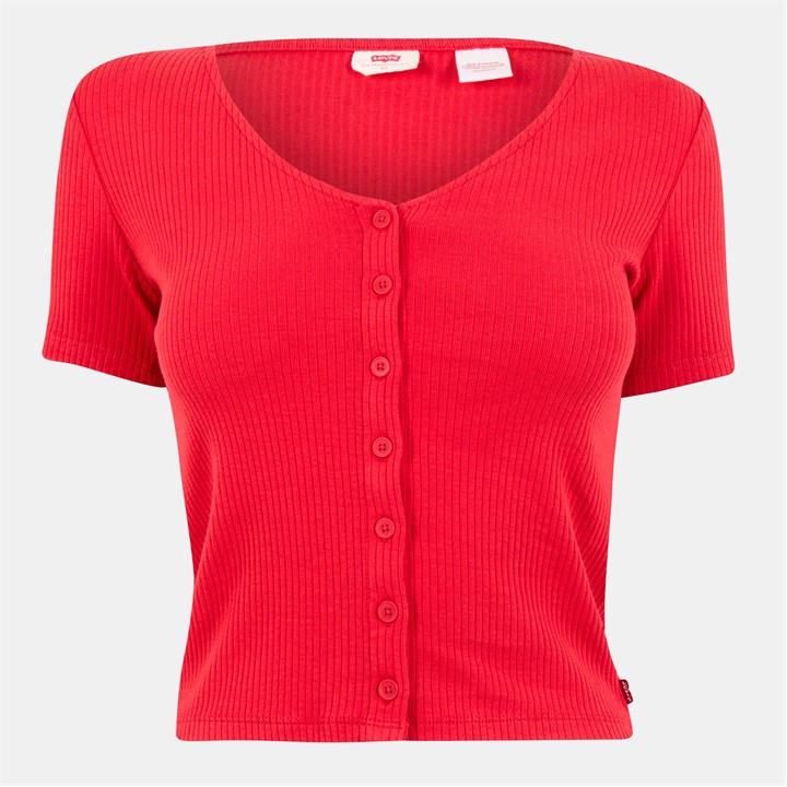 Levis Women's Red Short Sleeve Striped T-Shirt in Size 16, Sports Direct