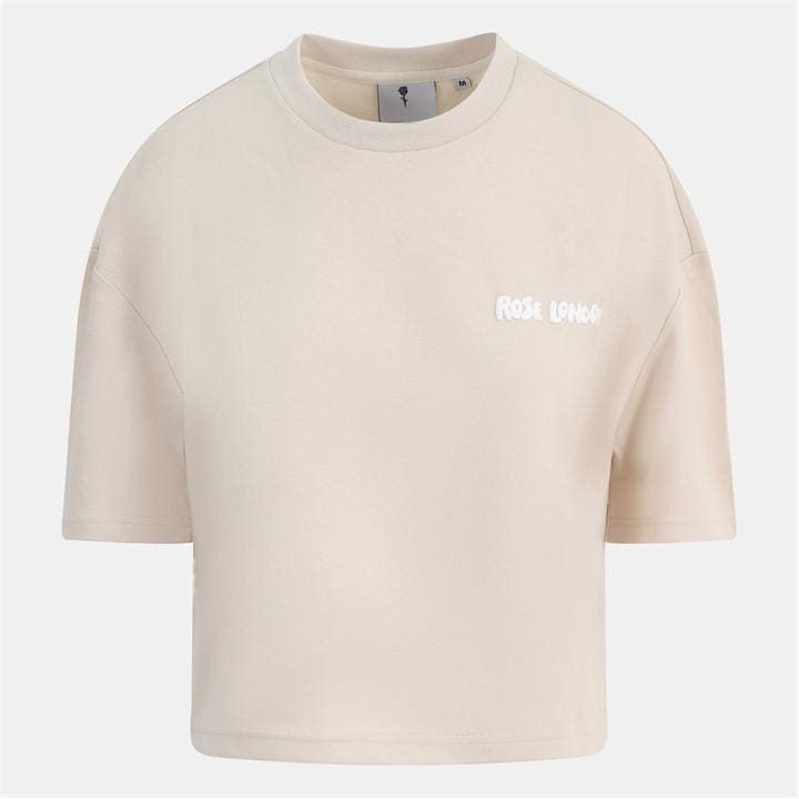 Rose London Women's Cream Authentic Crop T-Shirt in Size 12, Sports Direct