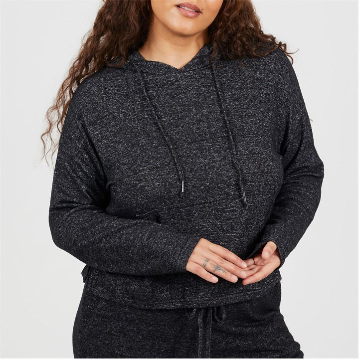 Brave Soul Women's Grey Plus Size Soft Touch Hooded Top in Size 22, Sports Direct