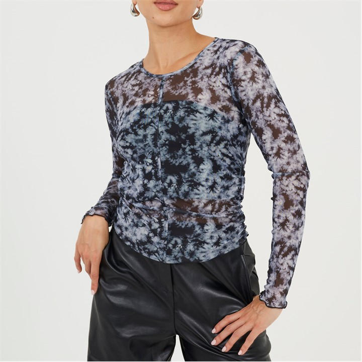 Brave Soul Women's Printed Mesh Long Sleeve T-Shirt in Size 14, Sports Direct