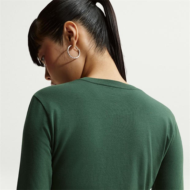 Fir/White - Nike - Women's Chill Knit Long Sleeve Cropped T-Shirt
