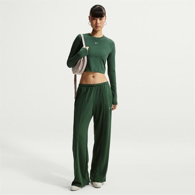 Fir/White - Nike - Women's Chill Knit Long Sleeve Cropped T-Shirt