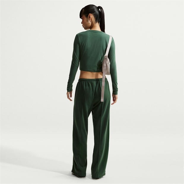 Fir/White - Nike - Women's Chill Knit Long Sleeve Cropped T-Shirt