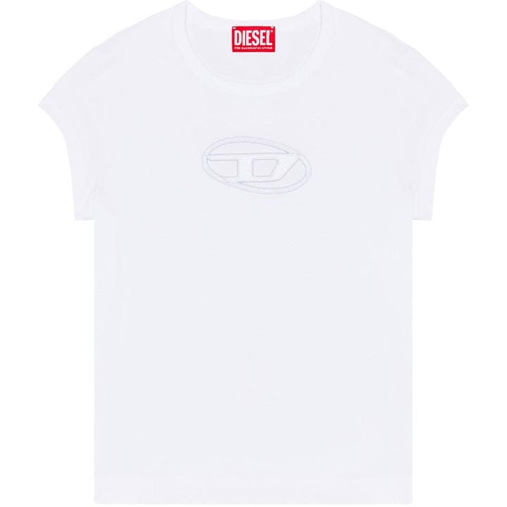 Diesel Women's White T-Angie Oval D T-Shirt in Size 6, Sports Direct