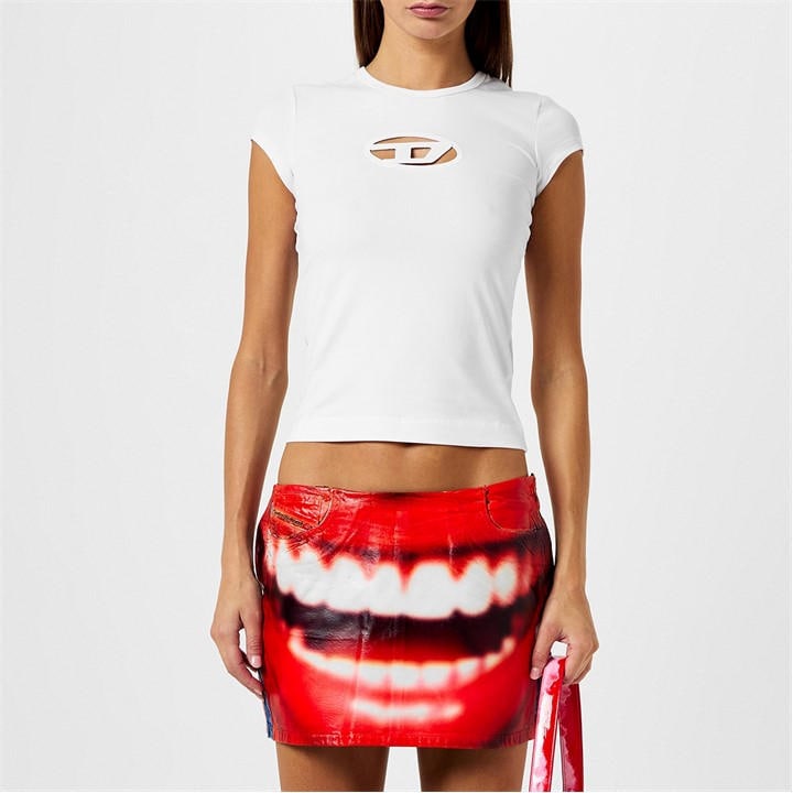 Diesel Women's White T-Angie Oval D T-Shirt in Size 14, Sports Direct
