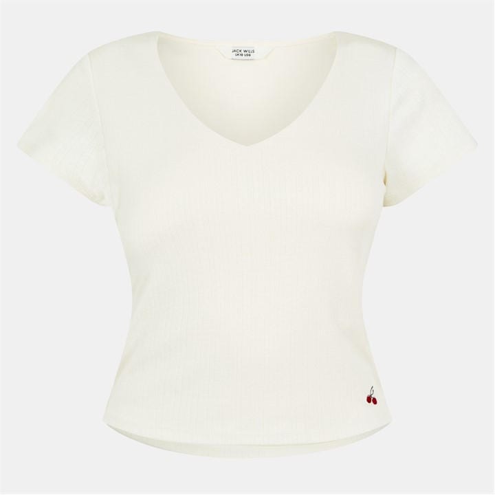 Jack Wills Women's White Jw Pointelle Crop Top in Size 12, Sports Direct