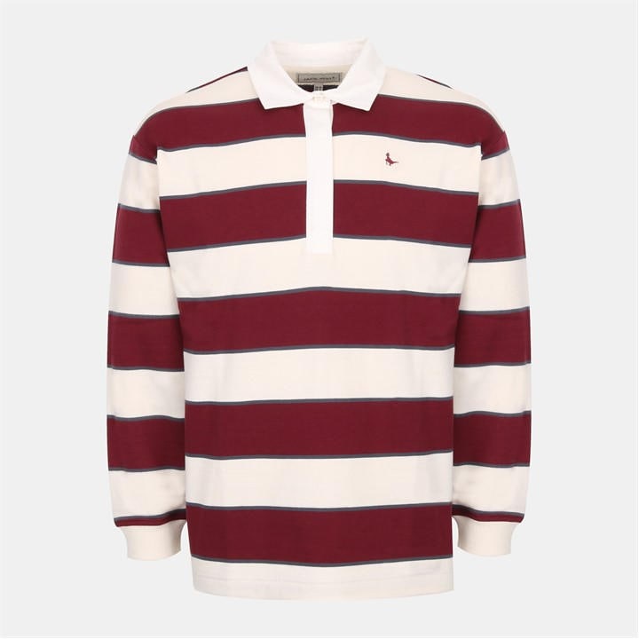 Jack Wills Women's Red Cotton Polo Neck Long Sleeve Oversized Fit T-Shirt in Size 12, Sports Direct