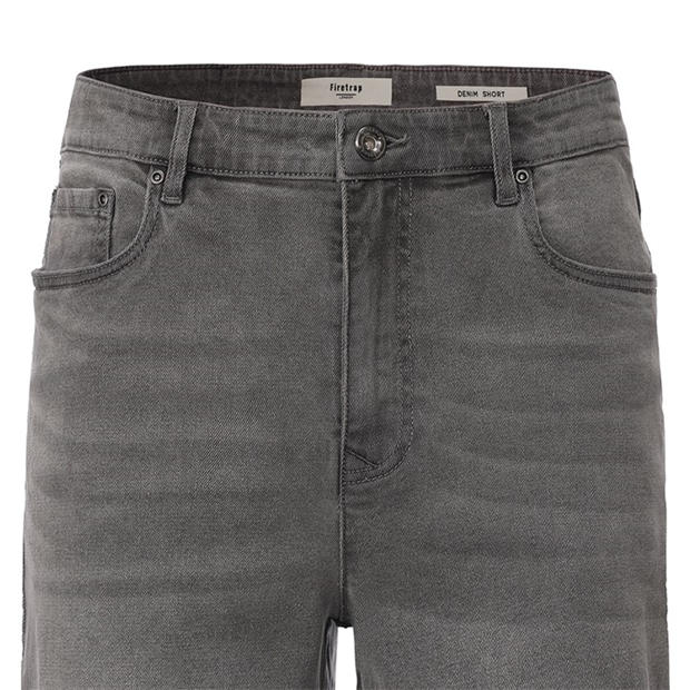 Grey - Firetrap - Men's Cotton 5 Pocket Denim Shorts