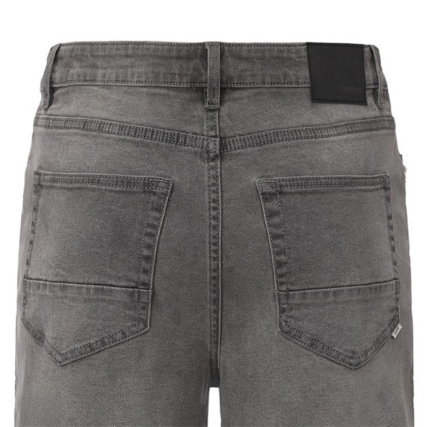 Grey - Firetrap - Men's Cotton 5 Pocket Denim Shorts