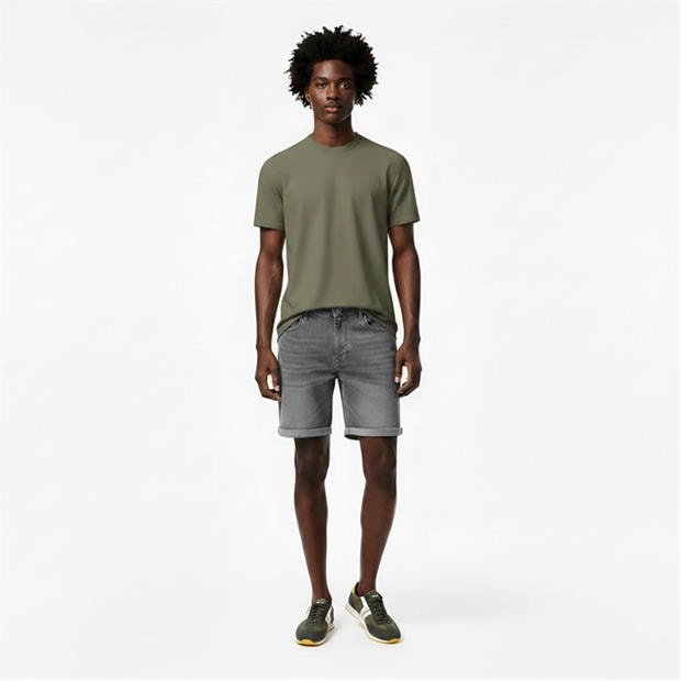 Grey - Firetrap - Men's Cotton 5 Pocket Denim Shorts
