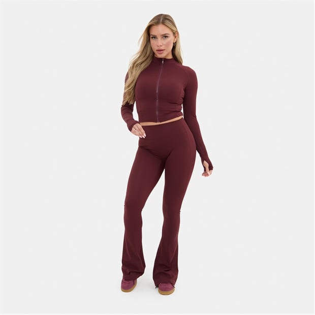 Burgundy - I Saw It First - Zip Thru Long Sleeve Top