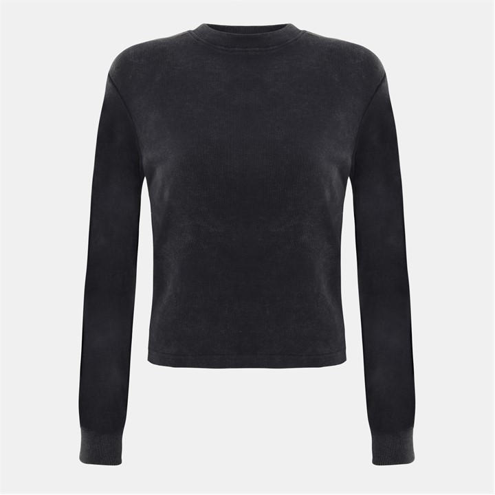 I Saw It First Women's Grey Washed Rib Long Sleeve Top in Size 12, Sports Direct