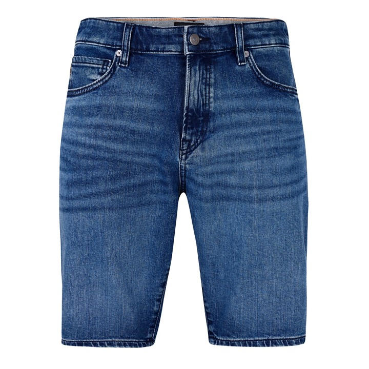 Boss Men's Blue Orange Denim Shorts in Size M, Sports Direct