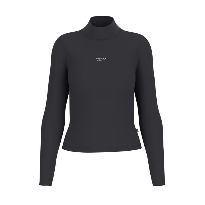 Guess Women's Black Roll Neck Long Sleeve T-Shirt in Size 10, Sports Direct