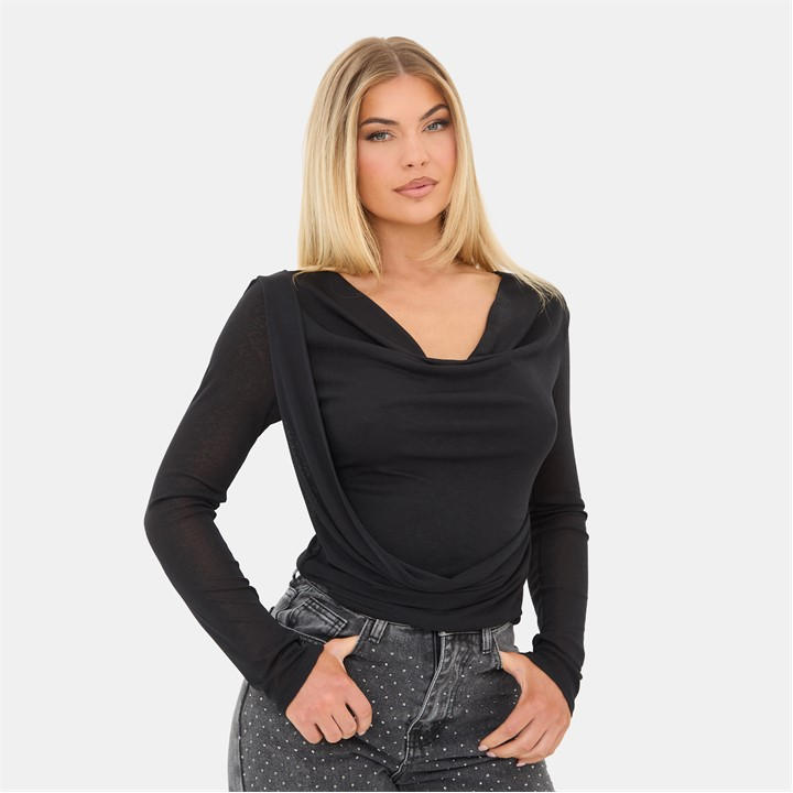 I Saw It First Women's Black Slinky Fashion Top in Size 14, Sports Direct