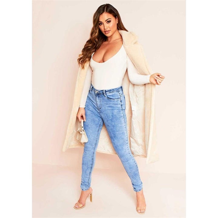 Missy Empire Women's Blue Denim 5 Pocket Mid Wash Skinny Jeans in Size 6, Sports Direct