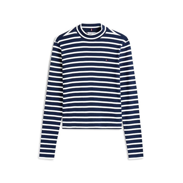 Tommy Hilfiger Women's Blue Slim Cody Long-Sleeve T-Shirt in Size 16, Sports Direct