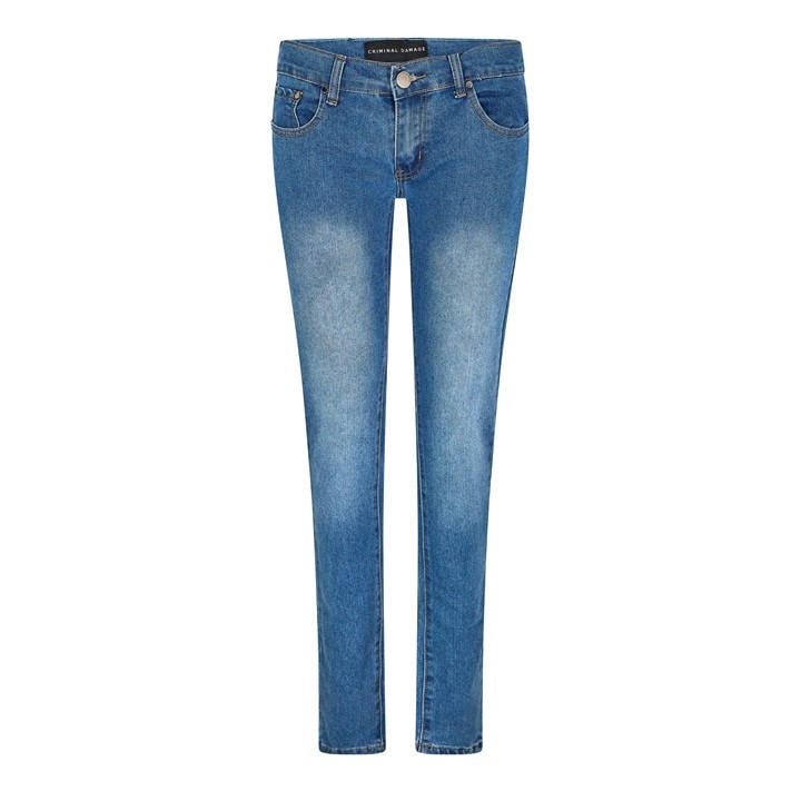 Criminal Damage Women's Blue Skinny Jeans in Size 26 R, Sports Direct