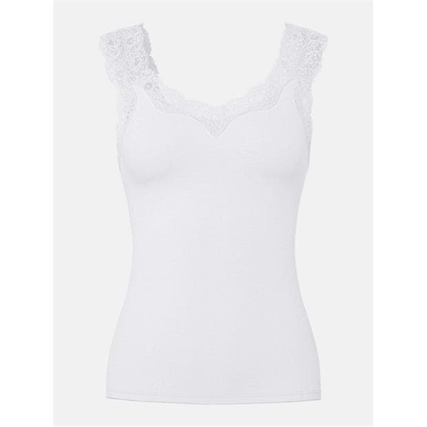 Bright White - Pieces - Women's Barbera Lace V-Neck Sleeveless Slim-Fit Tank Top