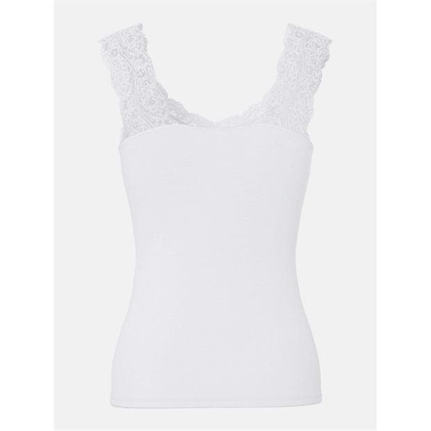 Bright White - Pieces - Women's Barbera Lace V-Neck Sleeveless Slim-Fit Tank Top